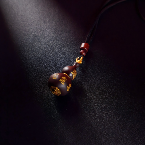 Jade-Finished Jujube Wood Gourd Pendant