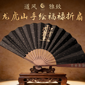 纯手工雷击枣木符箓折扇